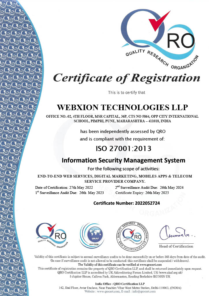 ISO 27001 : 2013 Certification