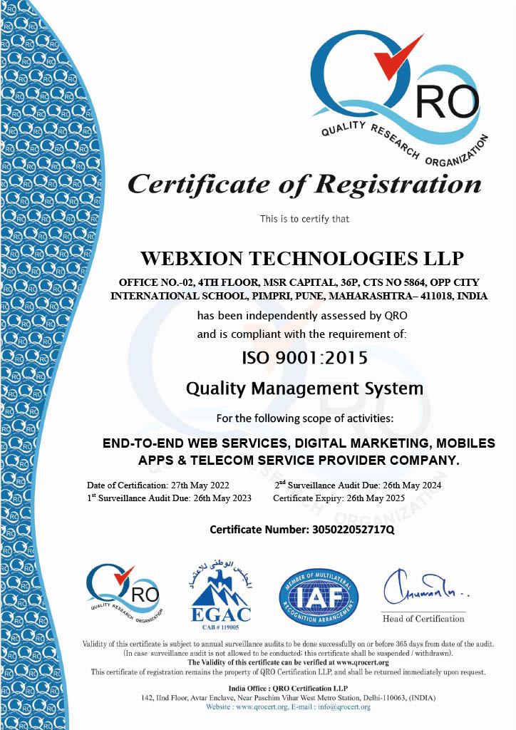 ISO 9001 : 2015 Certification