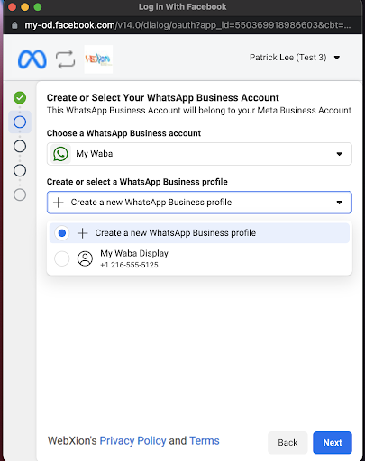 Creating a New WABA and Profiles - Webxion
