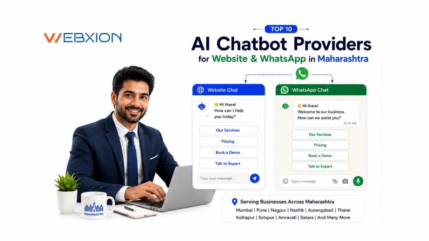Top 10 AI Chatbot Providers for Website & WhatsApp in Maharashtra